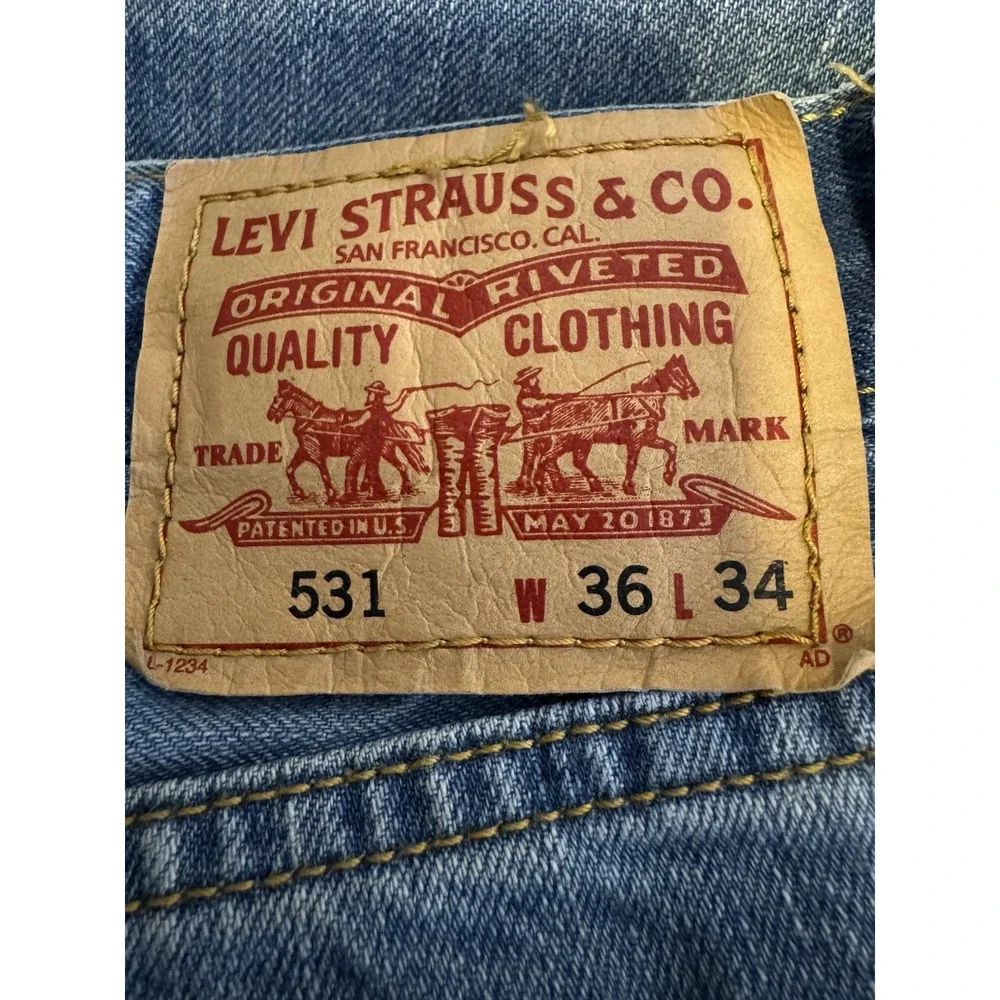 Levis 531 Athletic Slim Jeans Mens 36x34 Blue Stretch Denim Tapered 531-0009